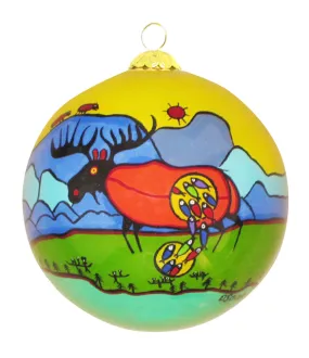 Giant Moose Glass Ornament by Norval Morrisseau