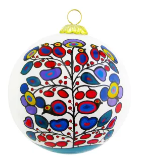 Woodland Floral Glass Ornament by Norval Morrisseau