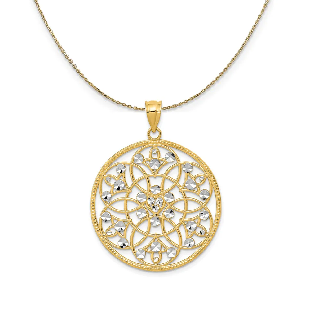 Yellow Gold Rhodium Filigree Necklace