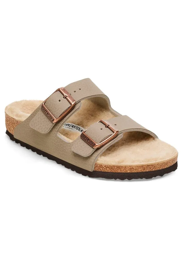 Kids Grey/Taupe Shearling Sandals