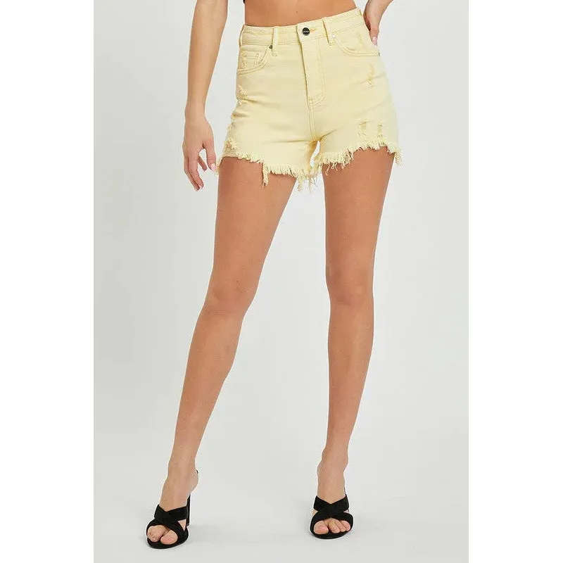 High Rise Pale Yellow Shorts