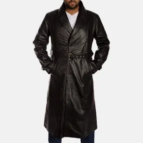 Horizon Leathers Black Leather Trench Coat - Hooligan