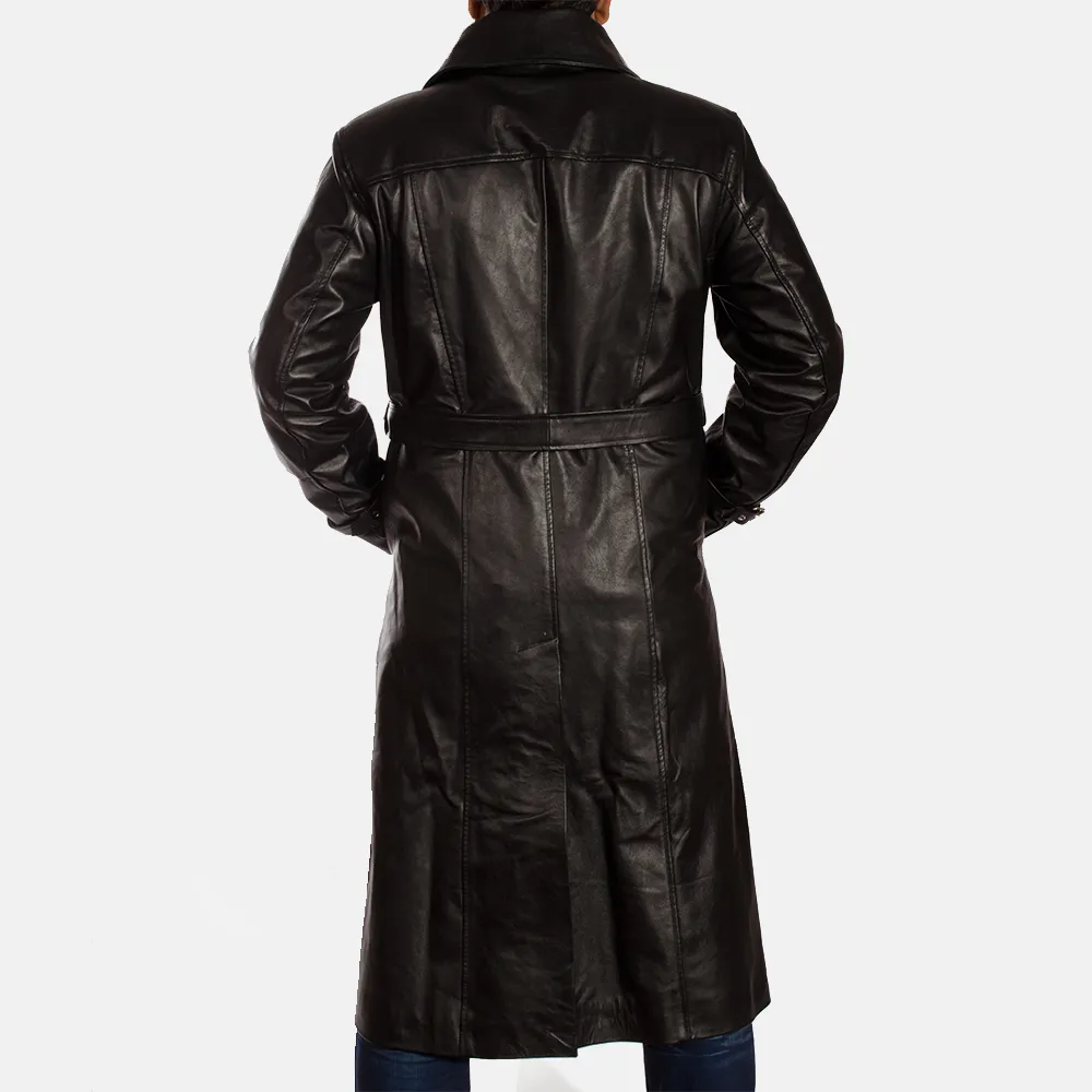 Horizon Leathers Black Leather Trench Coat - Hooligan