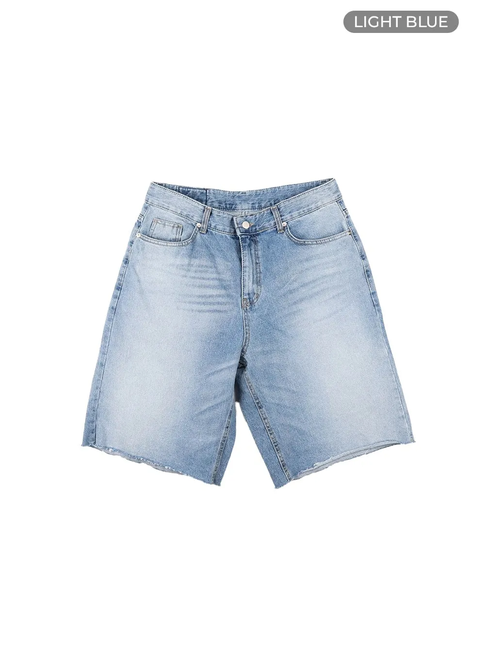 IA401 Men's Distressed Hem Denim Shorts