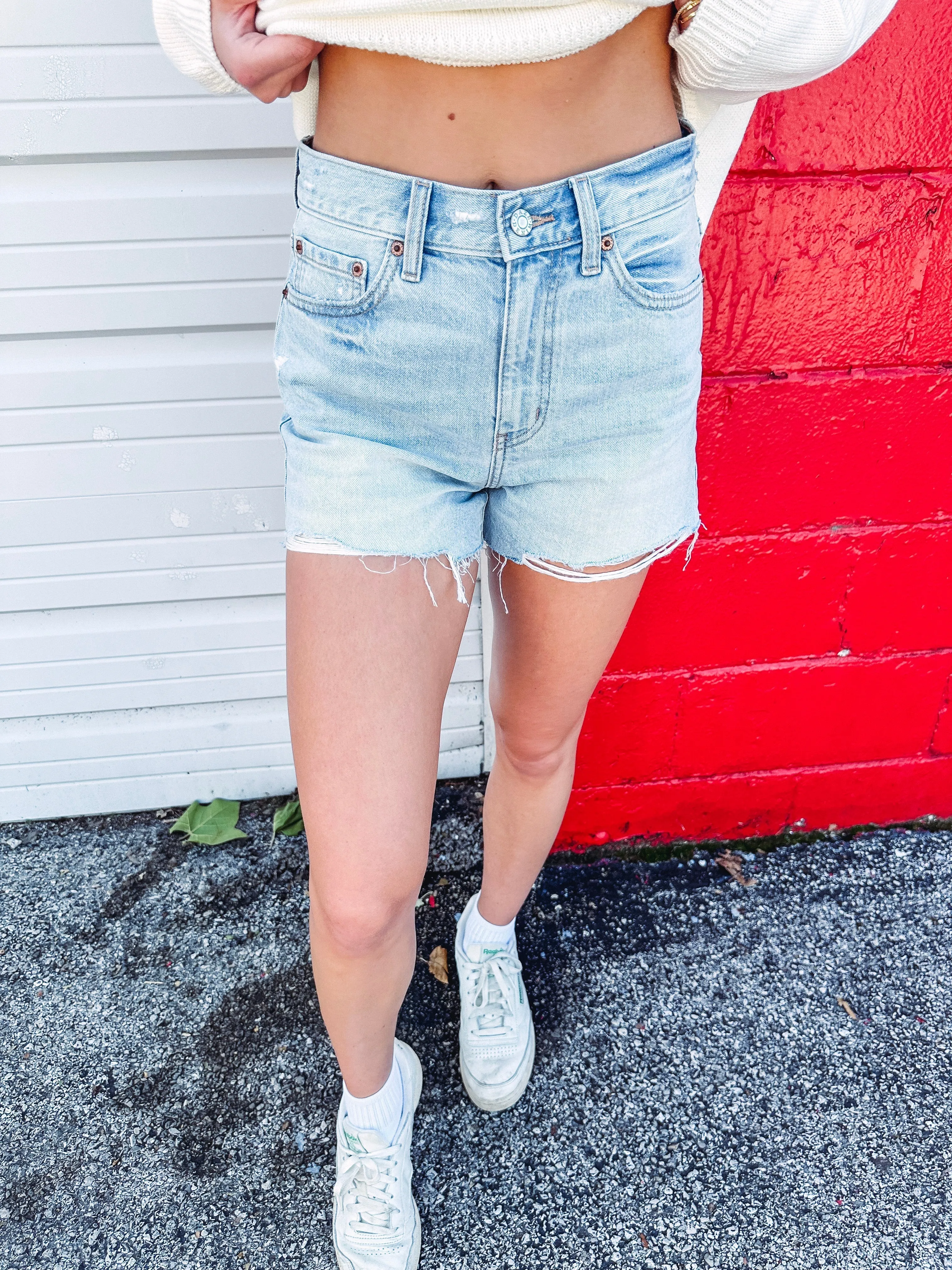 High Rise Denim Short Ice Cream Vintage