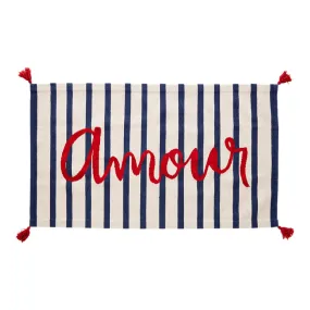 White and Indigo Blue Striped Love Rug 4' x 6'