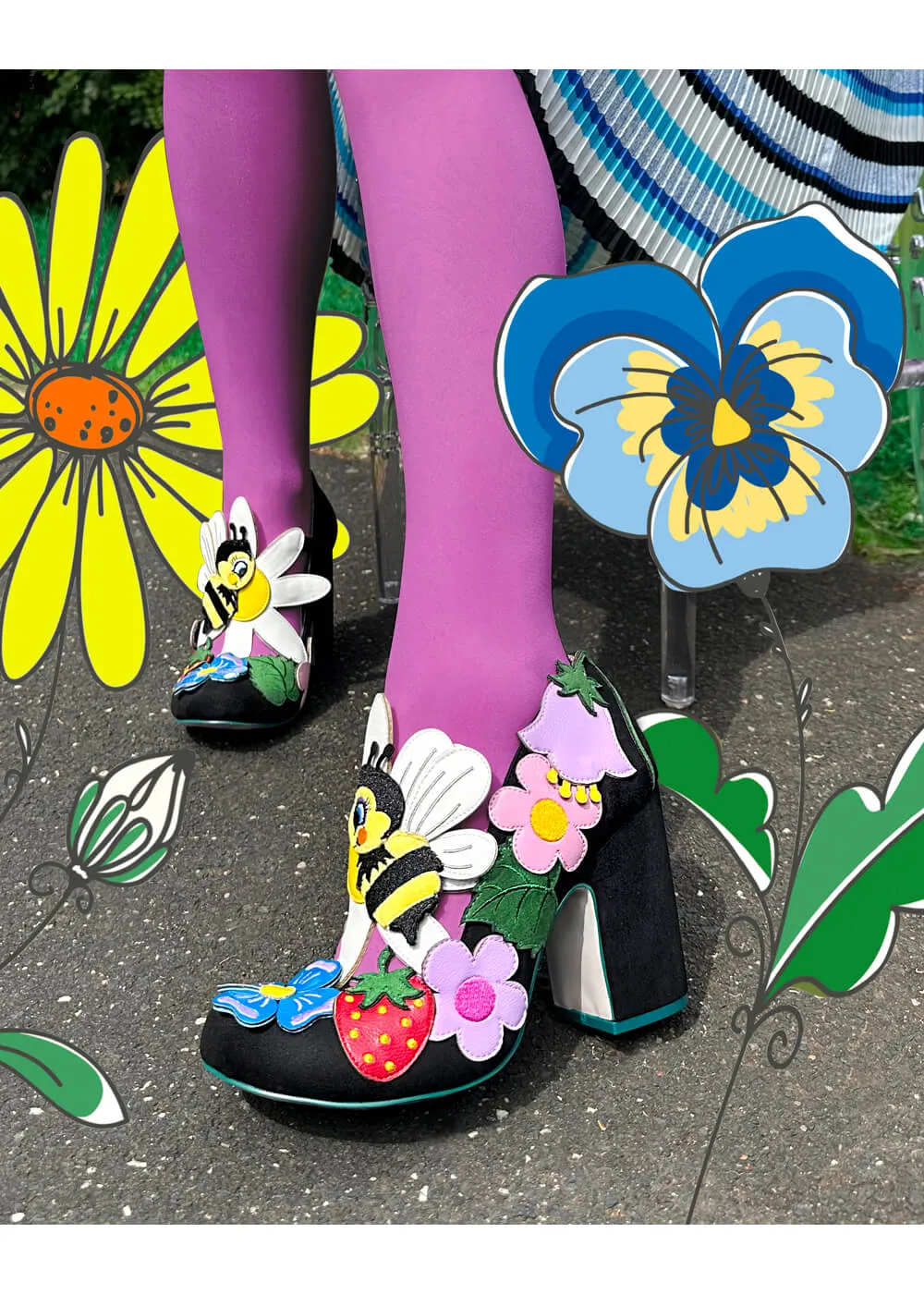 Pollen Pal Bee 50's Pumps in Black