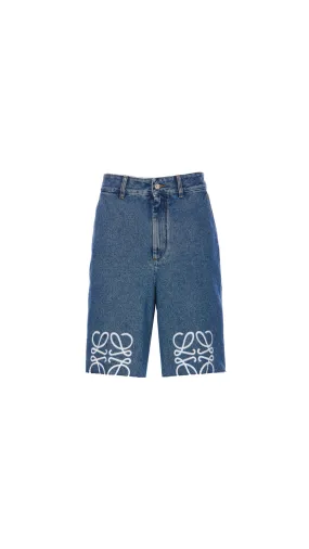 Stylish Jeans Blue Anagram Denim Shorts