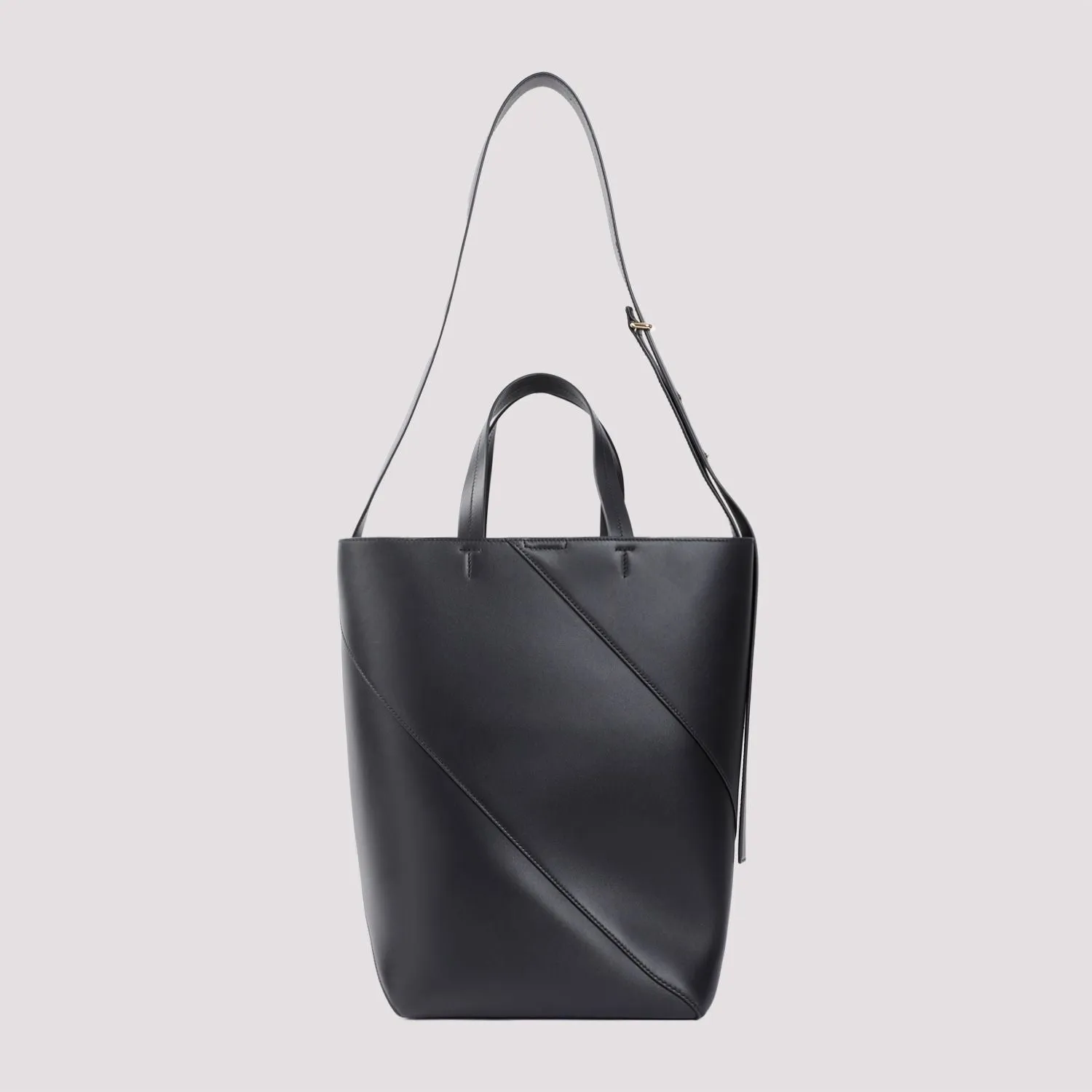 JIL SANDER Black Nappa Leather Tote Handbag Women SS24 Collection