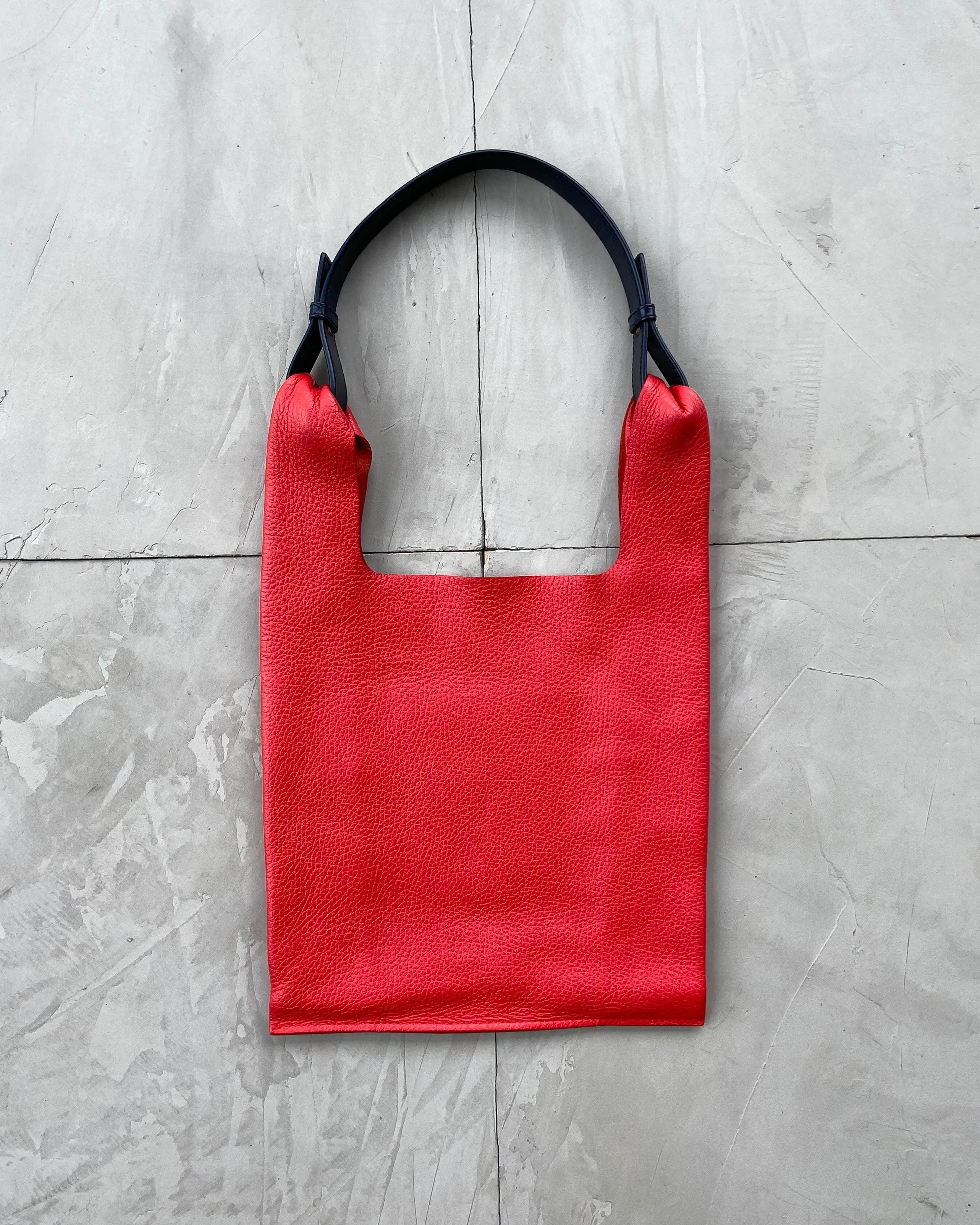 Red Leather Tote Bag by Jil Sander