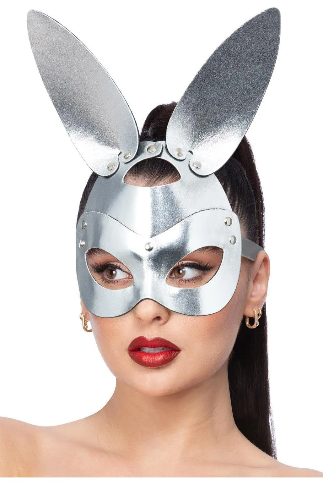 Provocative Faux Leather Bunny Mask