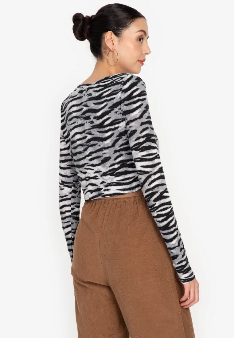 Animal Print Padded Crop Top by PEGU