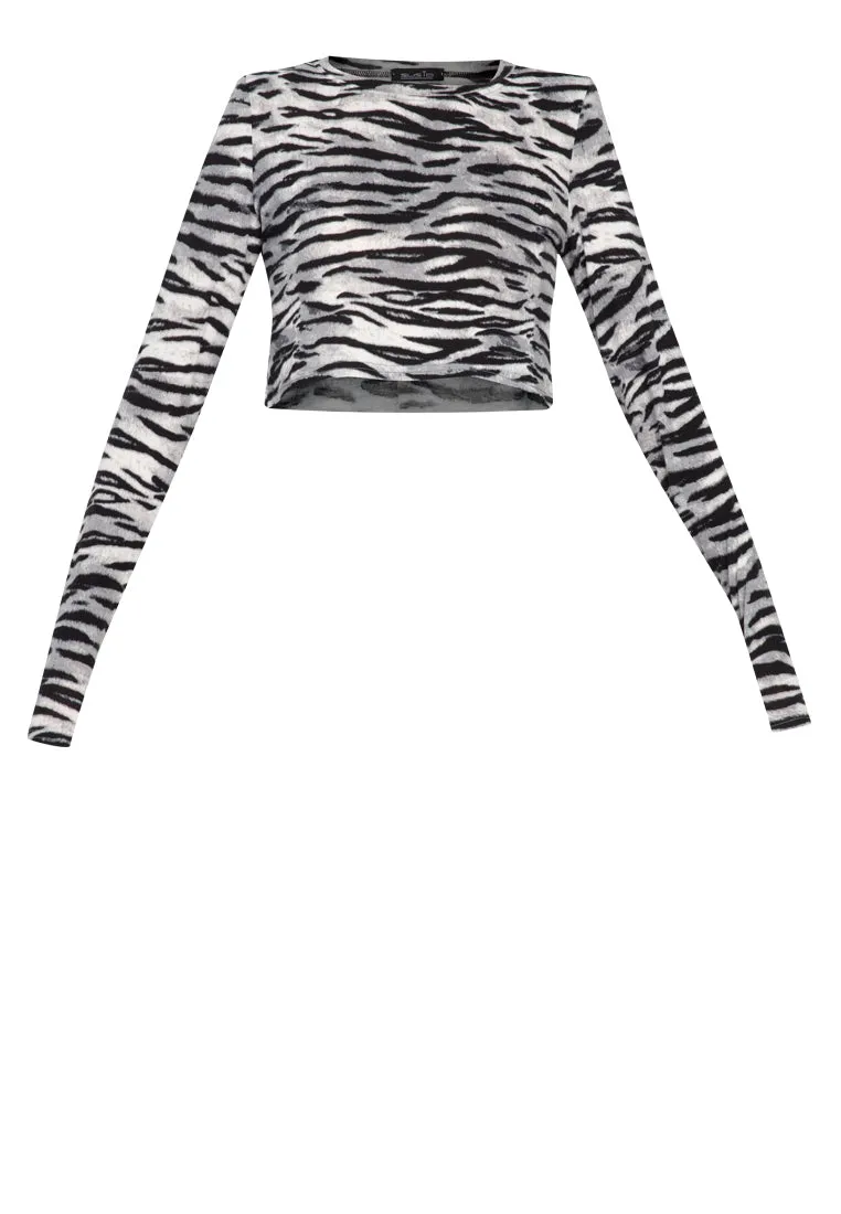 Animal Print Padded Crop Top by PEGU