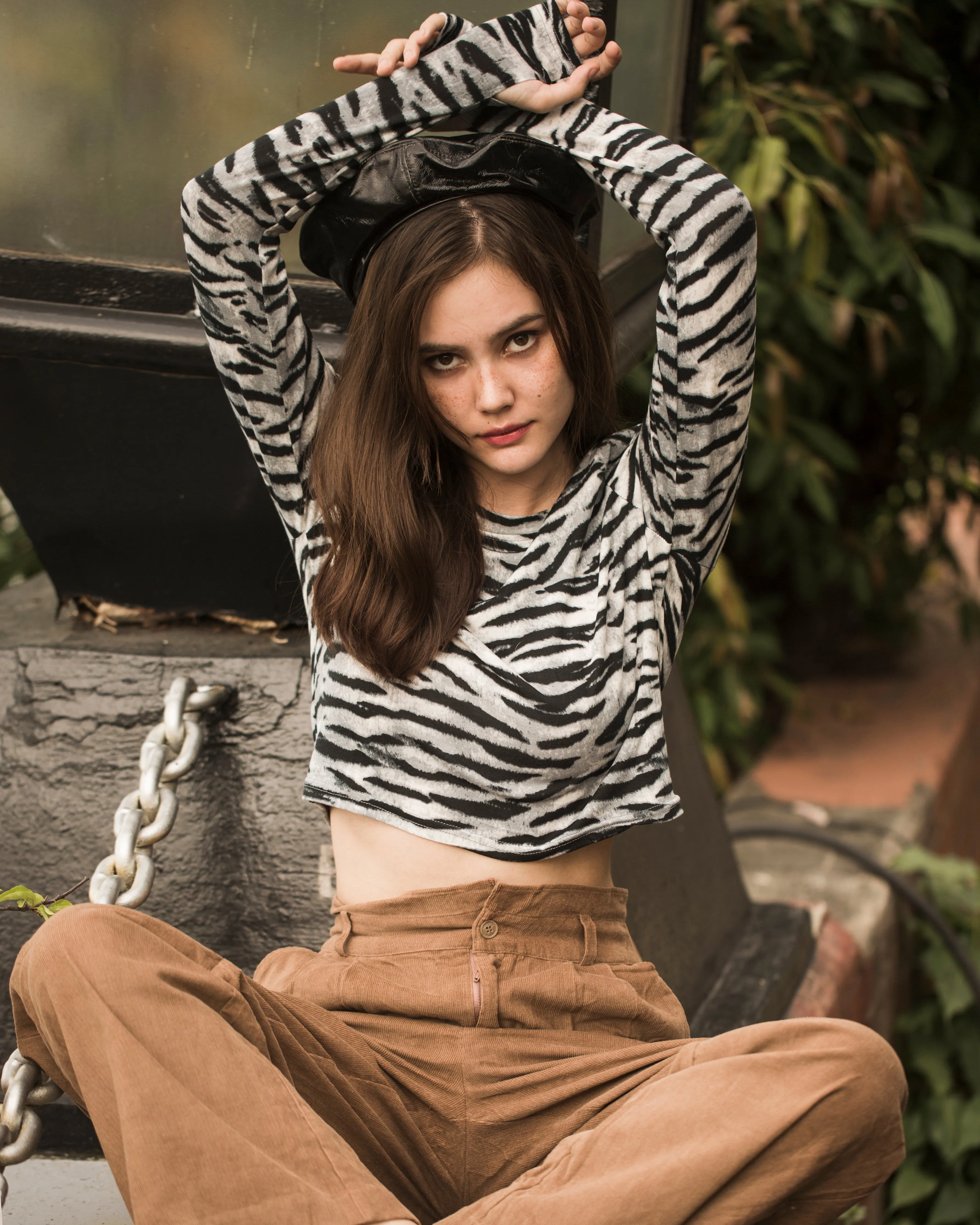 Animal Print Padded Crop Top by PEGU