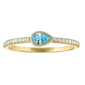 The Lizzo Pear Shaped Bezel Set Aquamarine Ring