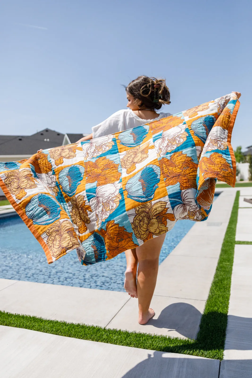 Block Floral Luxury Beach Towel