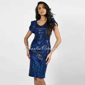 'Lyman' Frank Lyman Sequin Dress in Royal Blue/Black