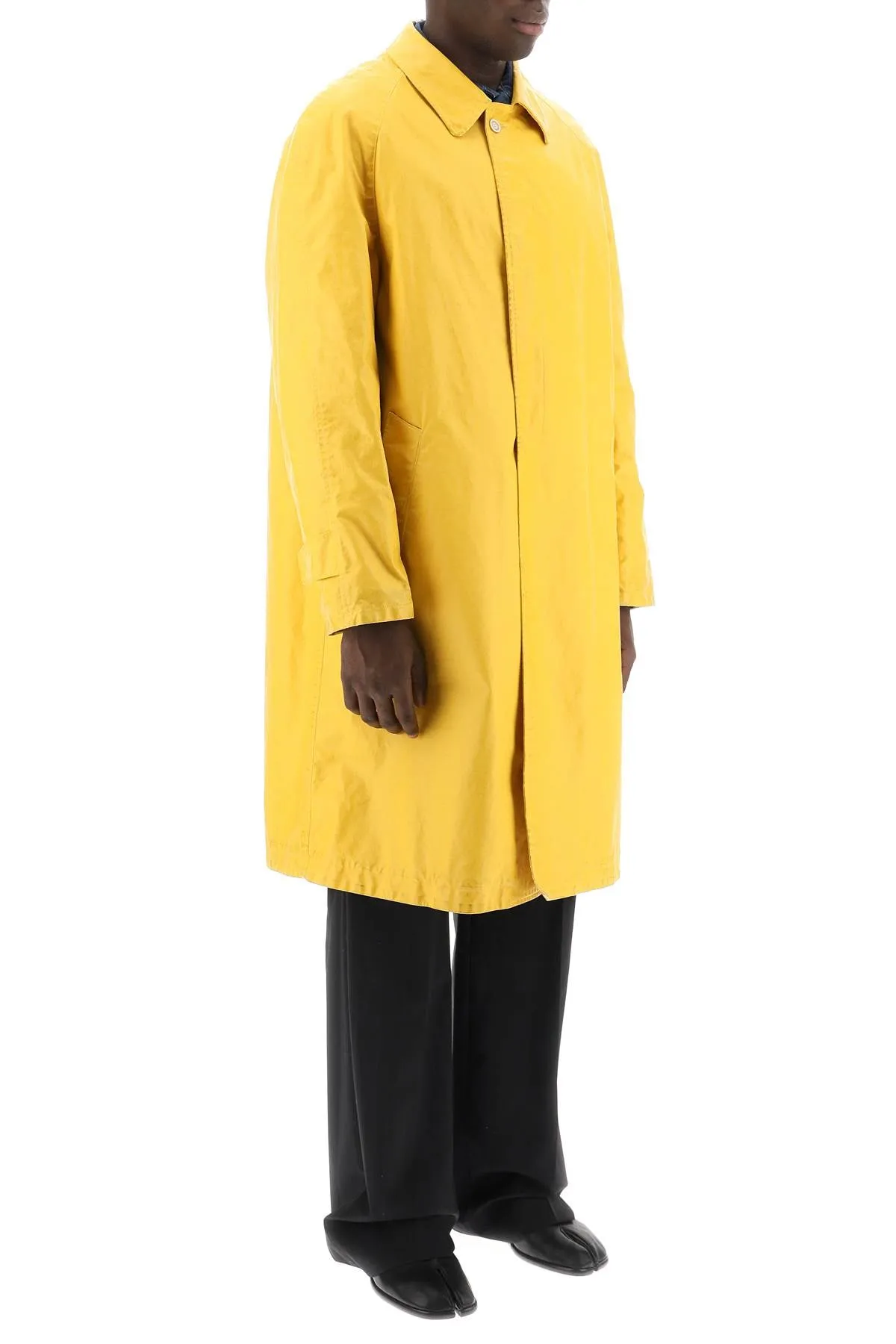 Yellow Maison Margiela Trench Coat Worn-Out Effect Coated Cotton S50AH0130 S48398