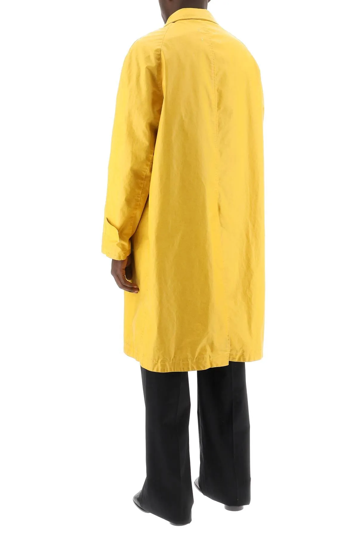 Yellow Maison Margiela Trench Coat Worn-Out Effect Coated Cotton S50AH0130 S48398