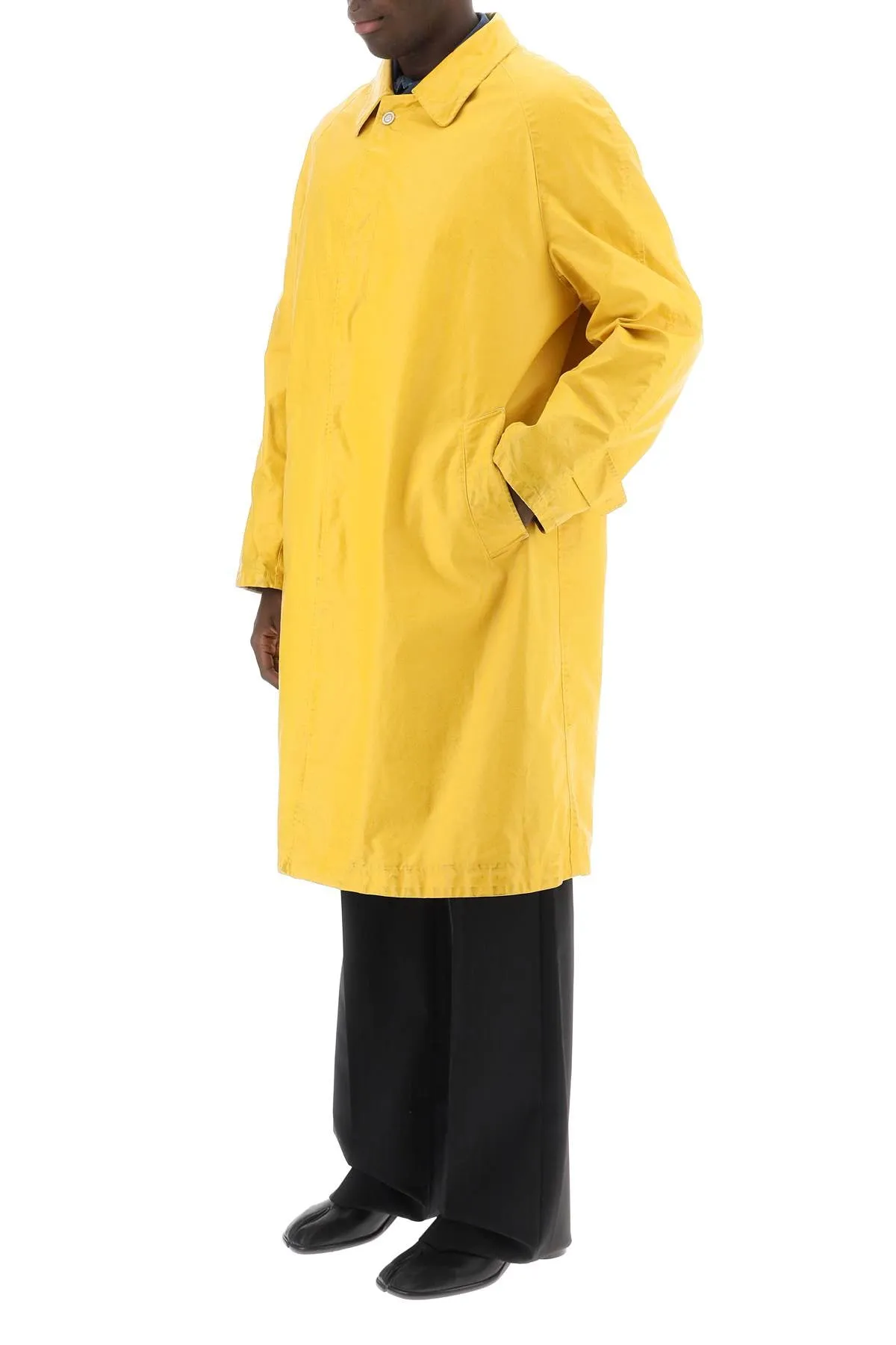 Yellow Maison Margiela Trench Coat Worn-Out Effect Coated Cotton S50AH0130 S48398