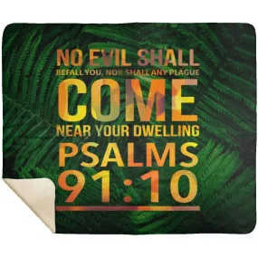 Premium Mink Sherpa Blanket with Bible Verse Psalm 91:10 Design 2