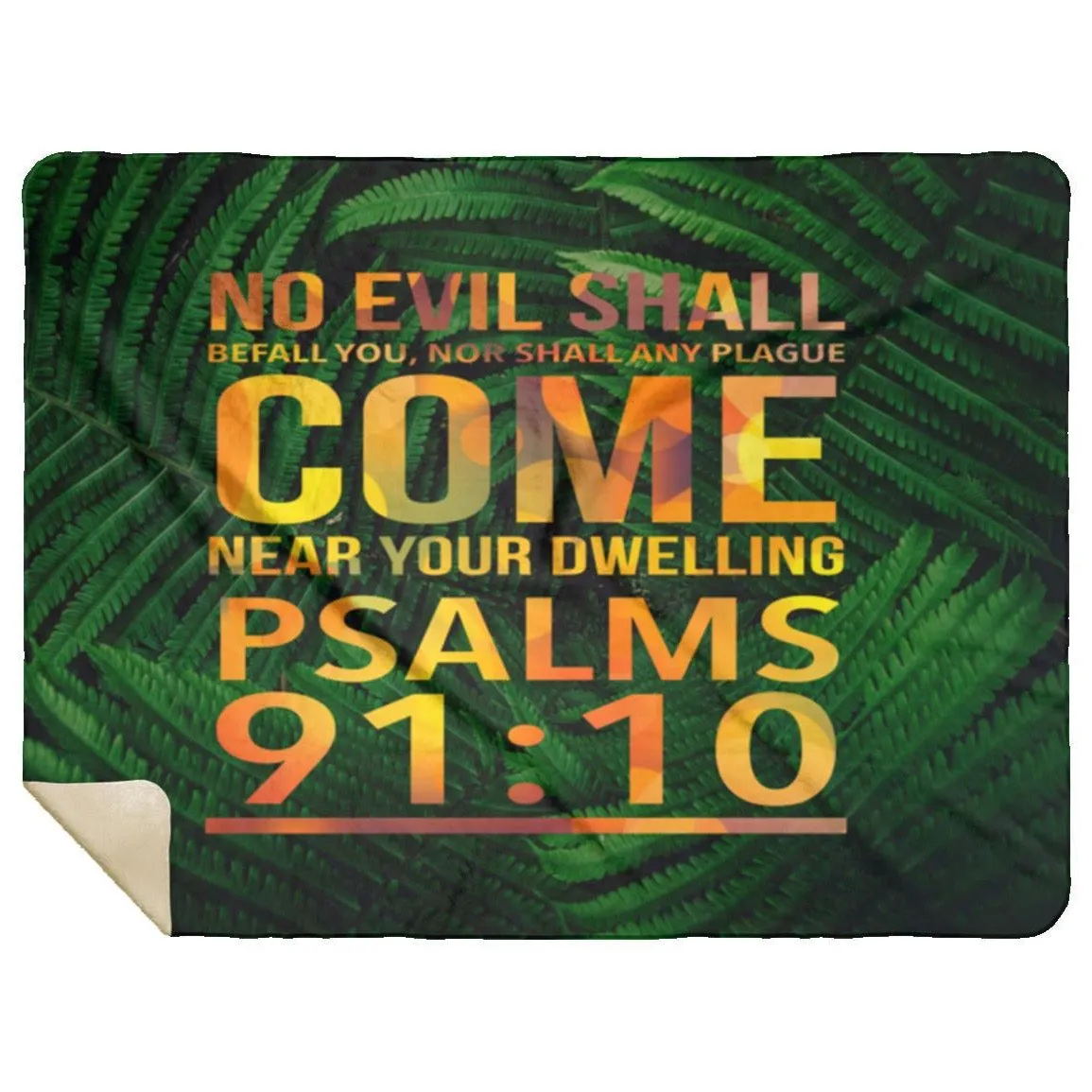 Premium Mink Sherpa Blanket with Bible Verse Psalm 91:10 Design 2