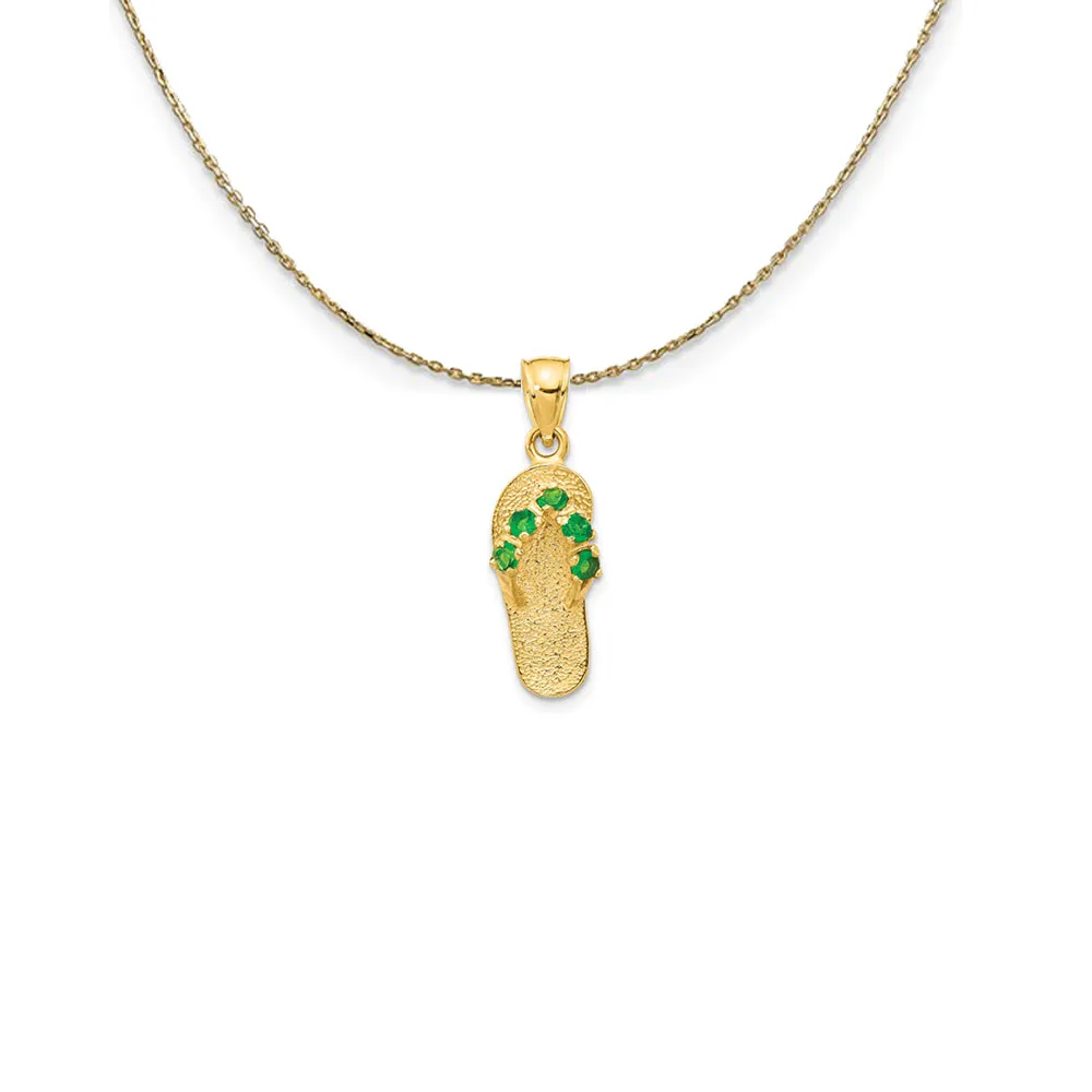 3D Enameled Palm Trees Necklace in 14k Yellow Gold