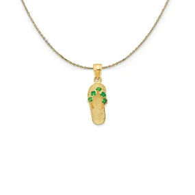 3D Enameled Palm Trees Necklace in 14k Yellow Gold