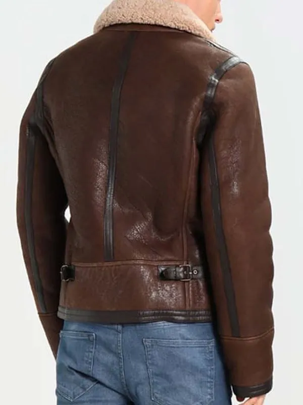 Mens Dark Brown Aviator Leather Jacket