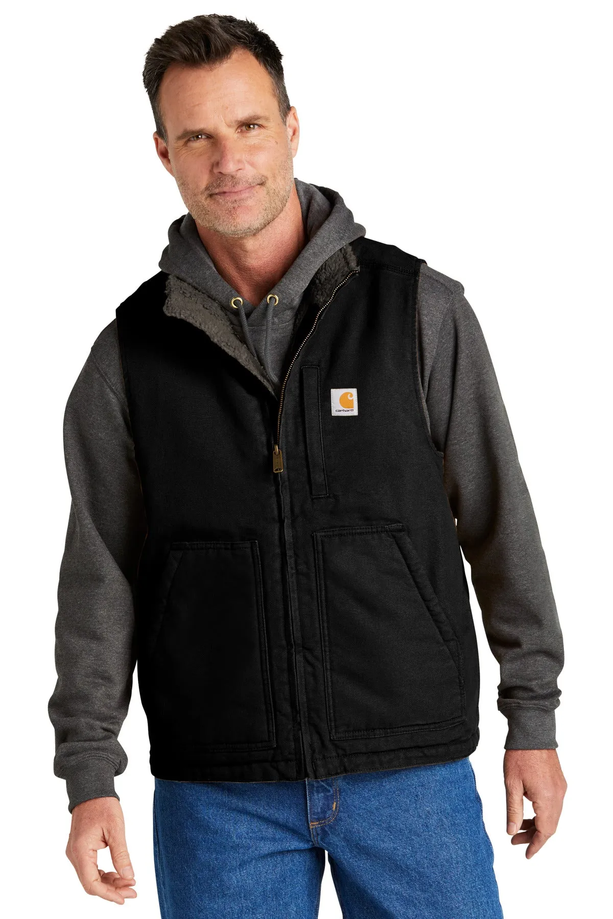 Men's Mock Neck Vest with Sherpa Lining