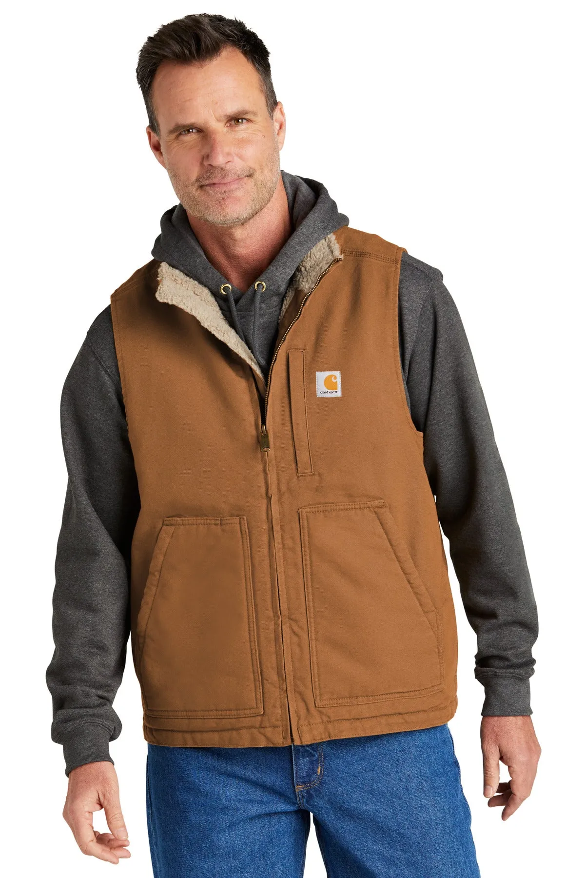 Men's Mock Neck Vest with Sherpa Lining