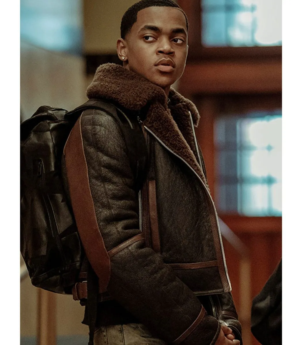 Power Book II Ghost Season 02 Michael Rainey Shearling Leather Jacket