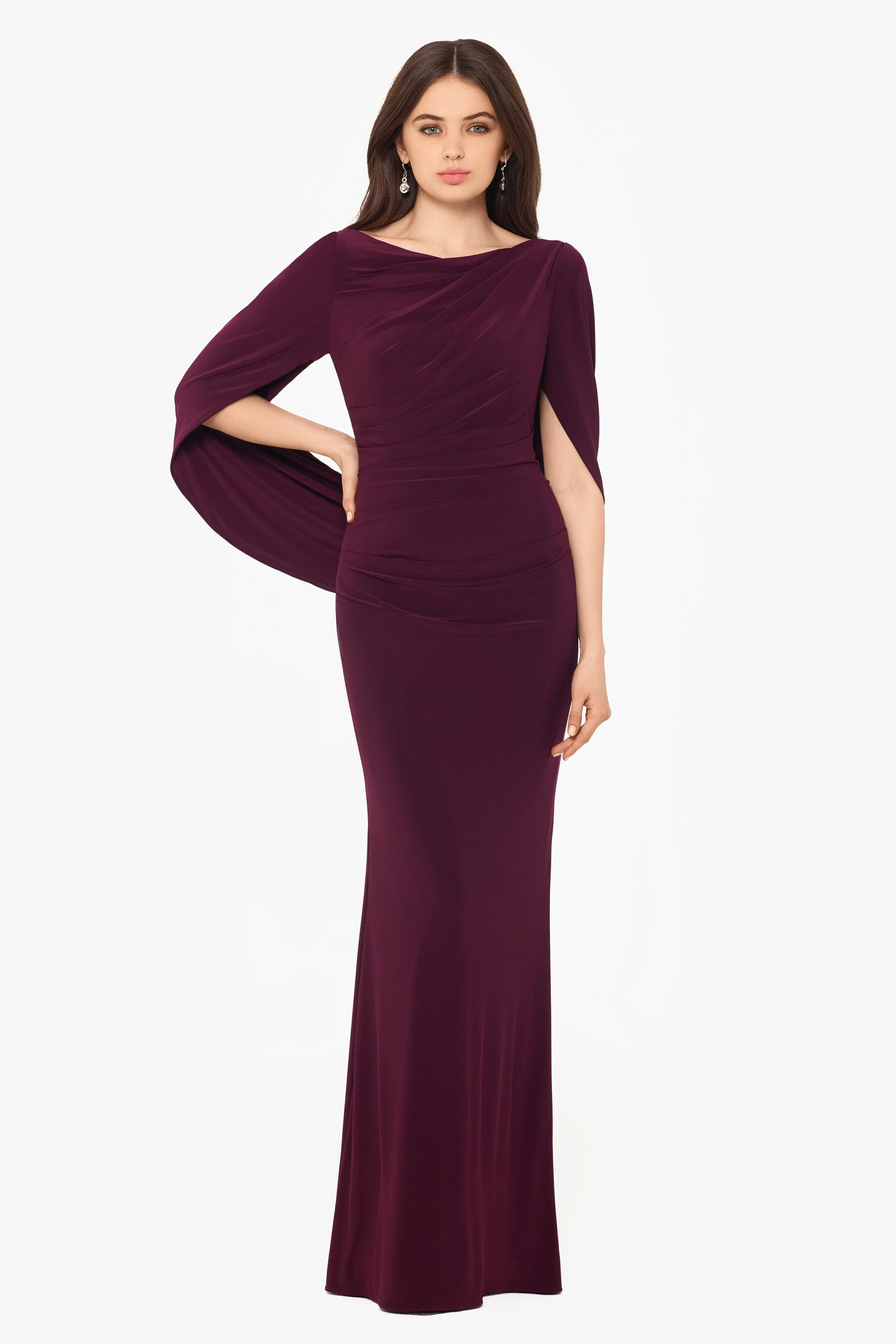 Miriam Long Jersey Gown with Draped Back