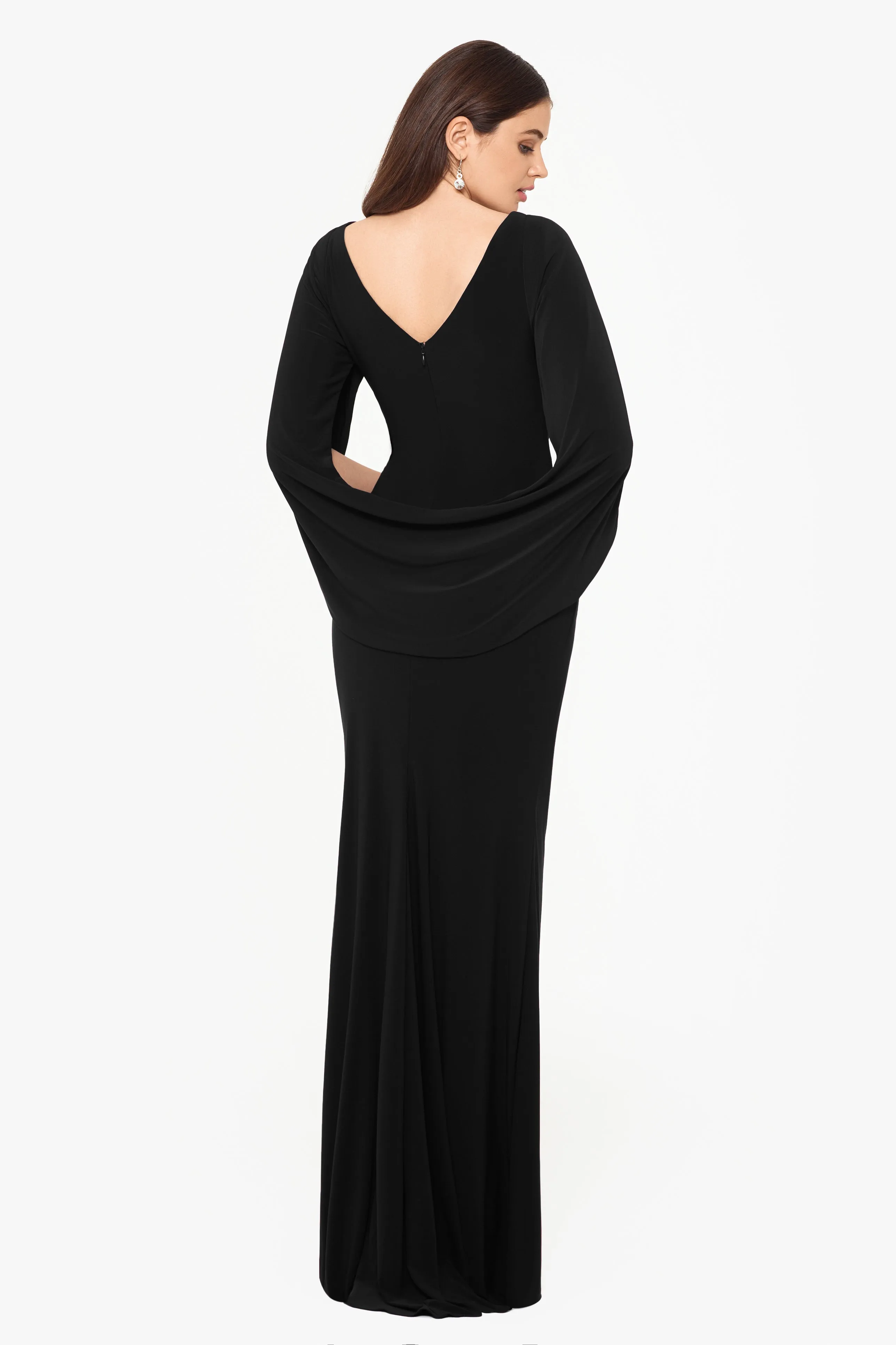 Miriam Long Jersey Gown with Draped Back