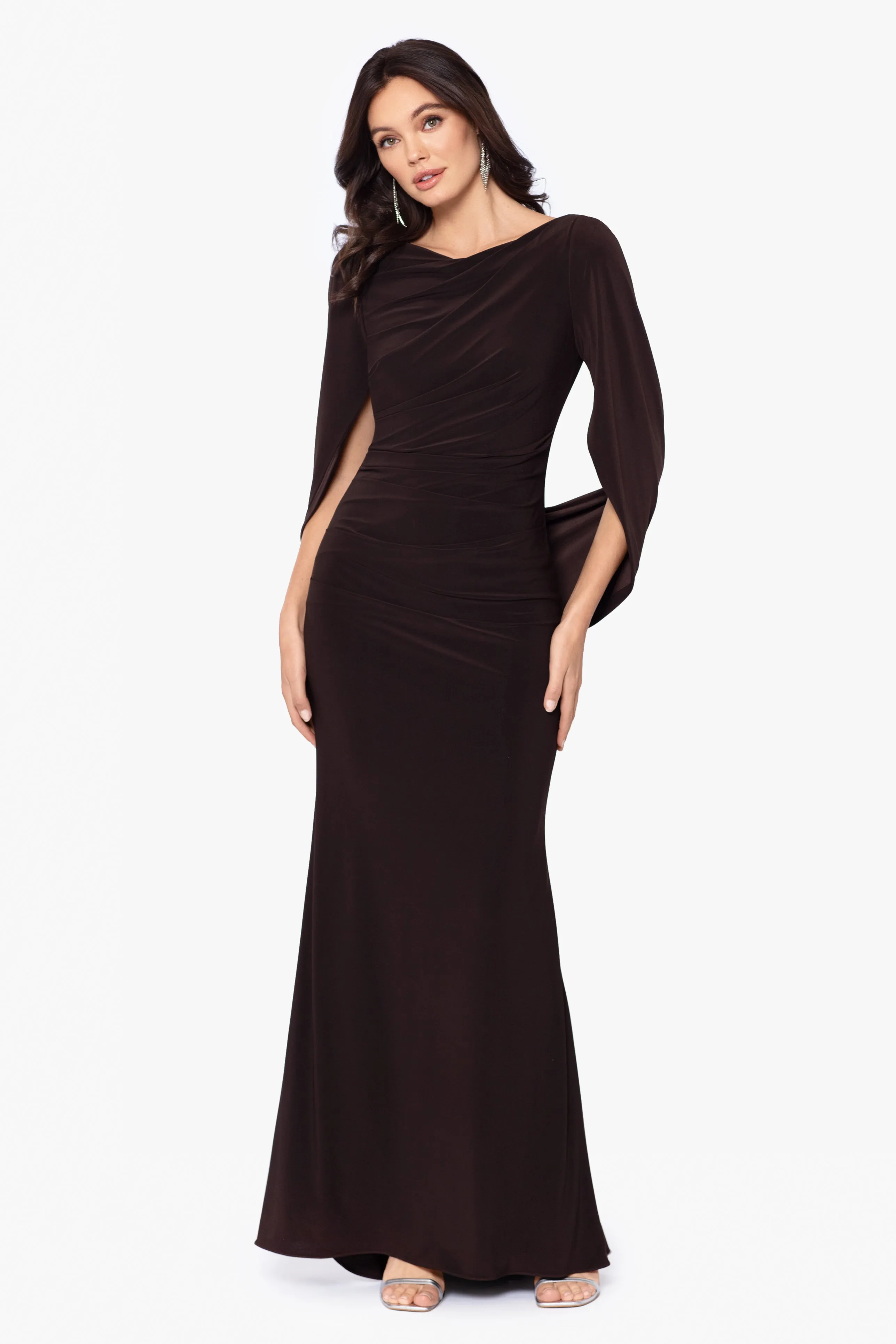 Miriam Long Jersey Gown with Draped Back