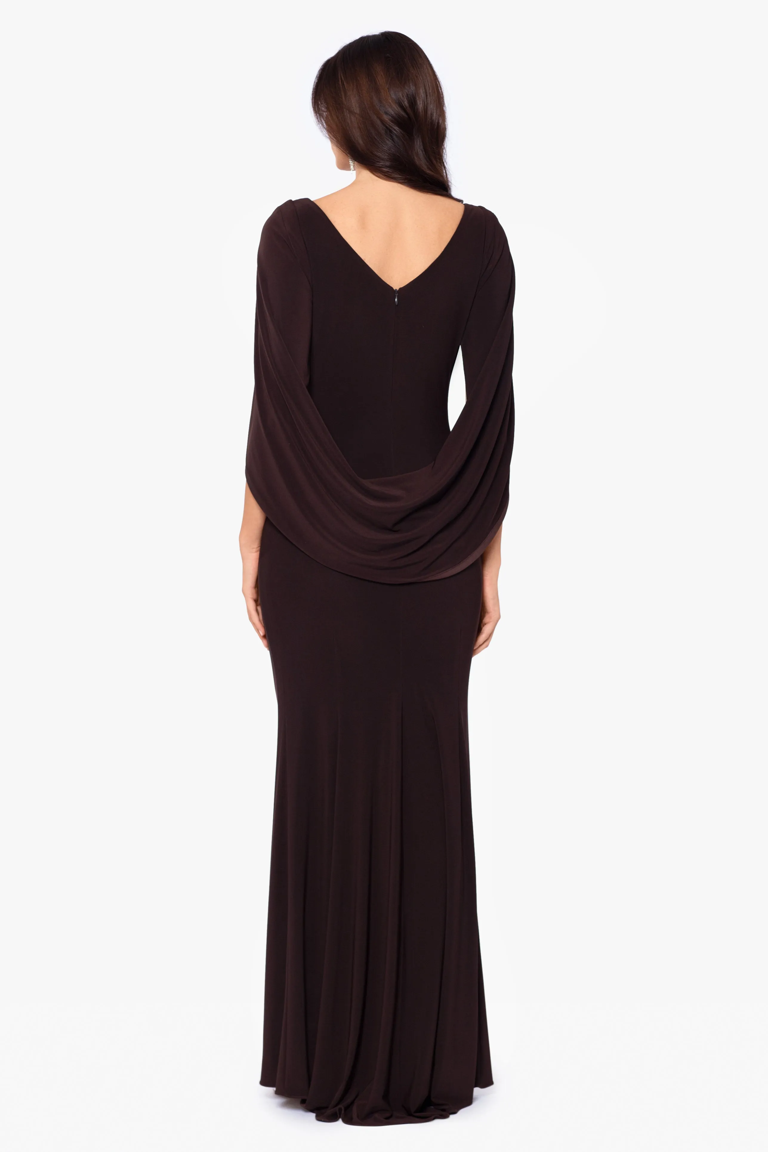 Miriam Long Jersey Gown with Draped Back