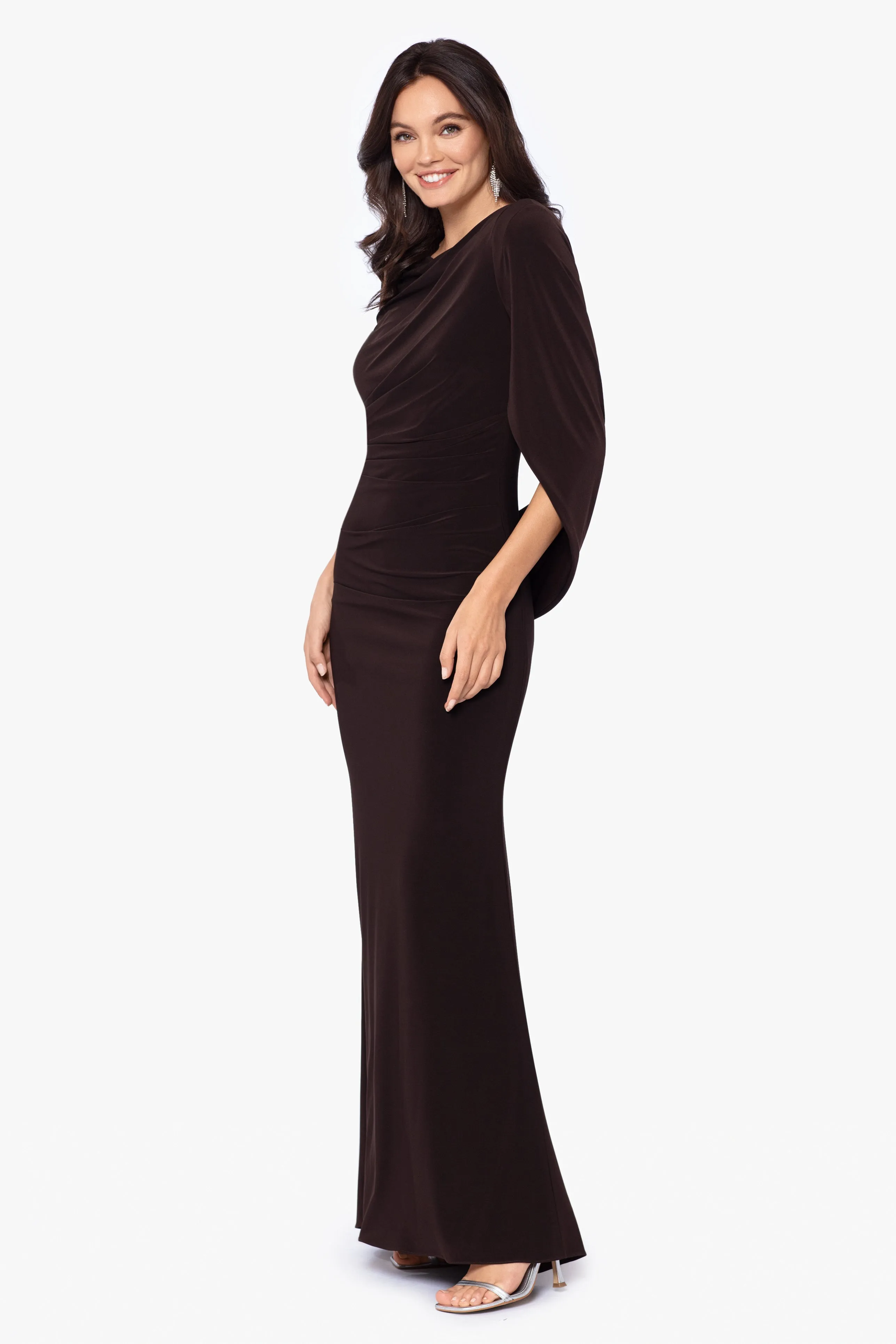 Miriam Long Jersey Gown with Draped Back