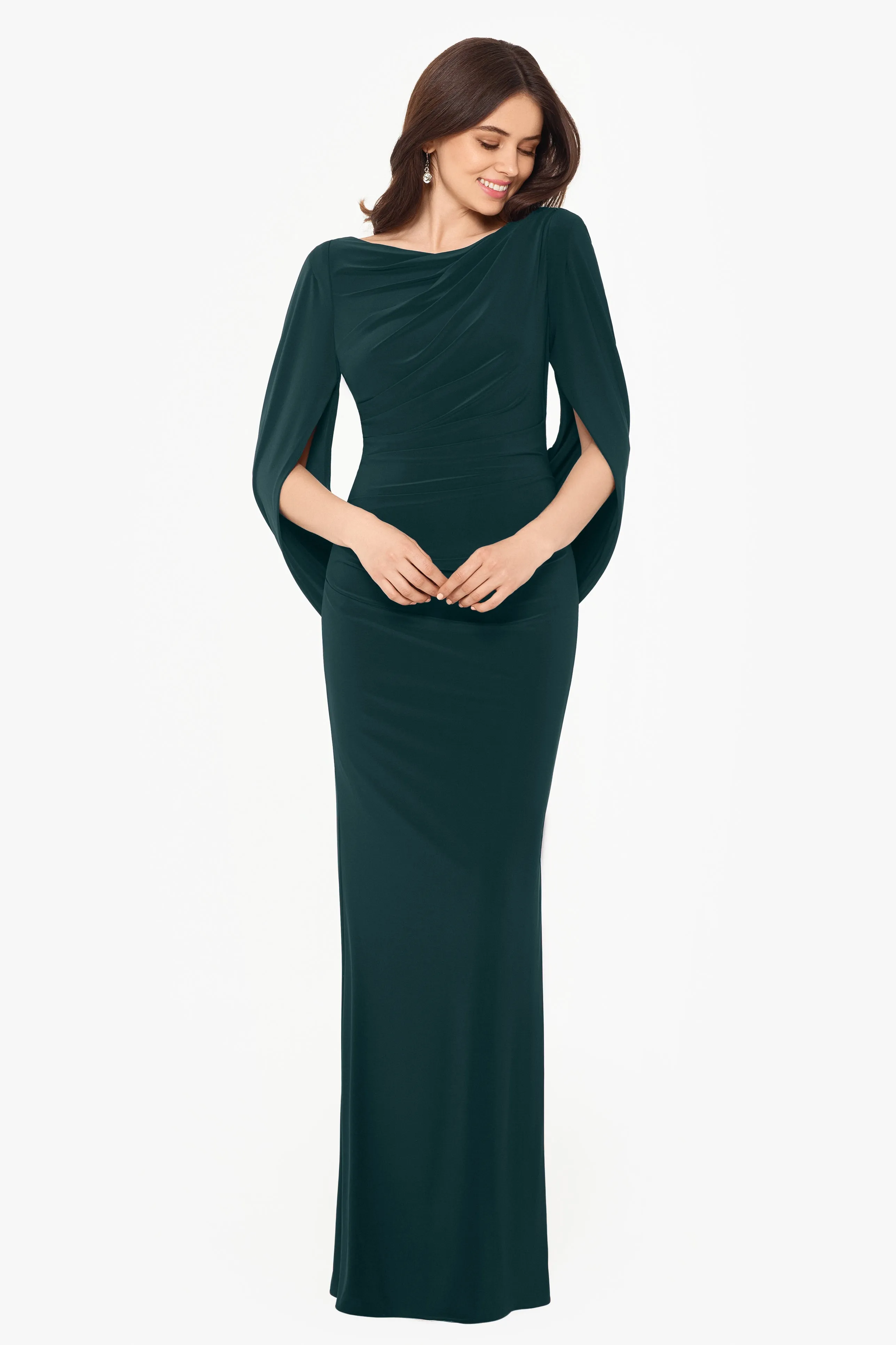 Miriam Long Jersey Gown with Draped Back