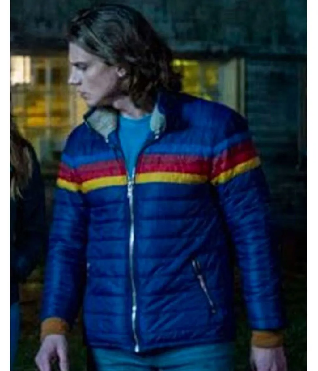 Blue Puffer Jacket worn by Alex Saxon in Nancy Drew