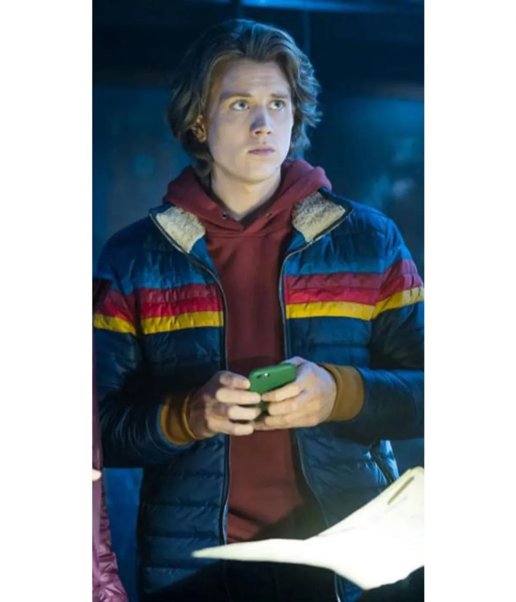 Blue Puffer Jacket worn by Alex Saxon in Nancy Drew