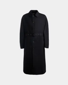 Navy Blue Mix Cotton Trench Coat