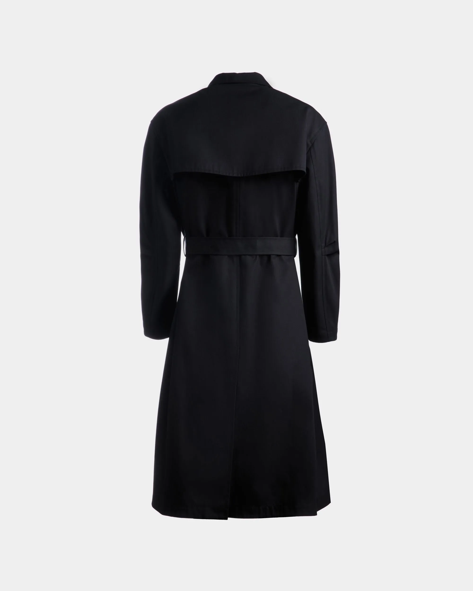 Navy Blue Mix Cotton Trench Coat