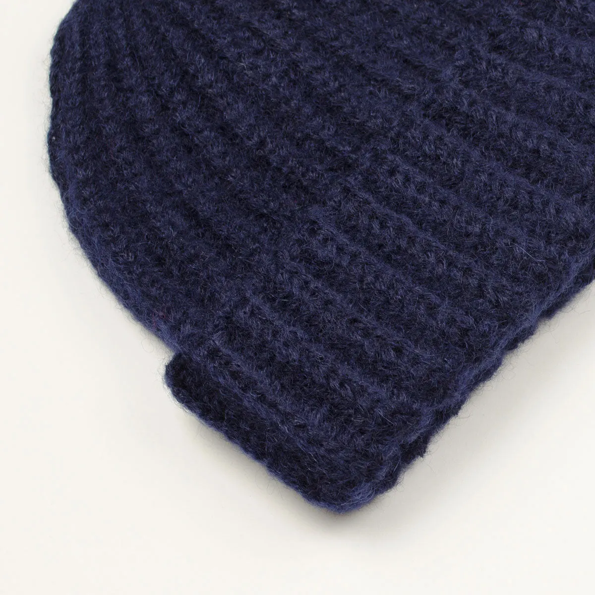 Navy Mohair Tube-Yarn Beanie