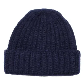 Navy Mohair Tube-Yarn Beanie