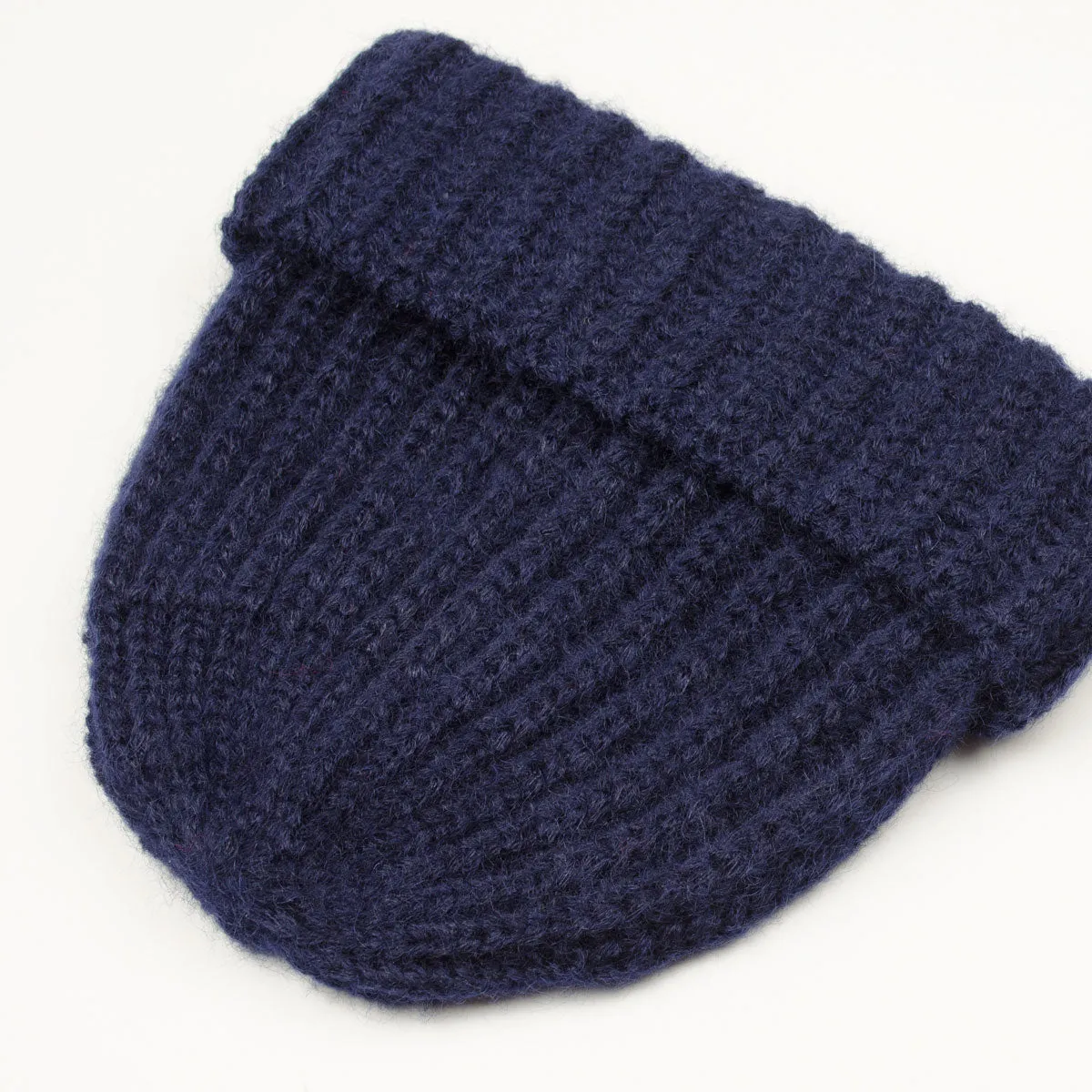 Navy Mohair Tube-Yarn Beanie