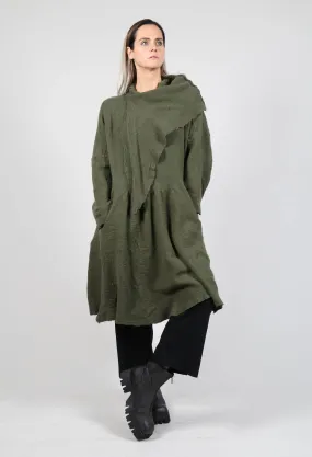 Olive Jumper Dress with Elegant Ascot Neck