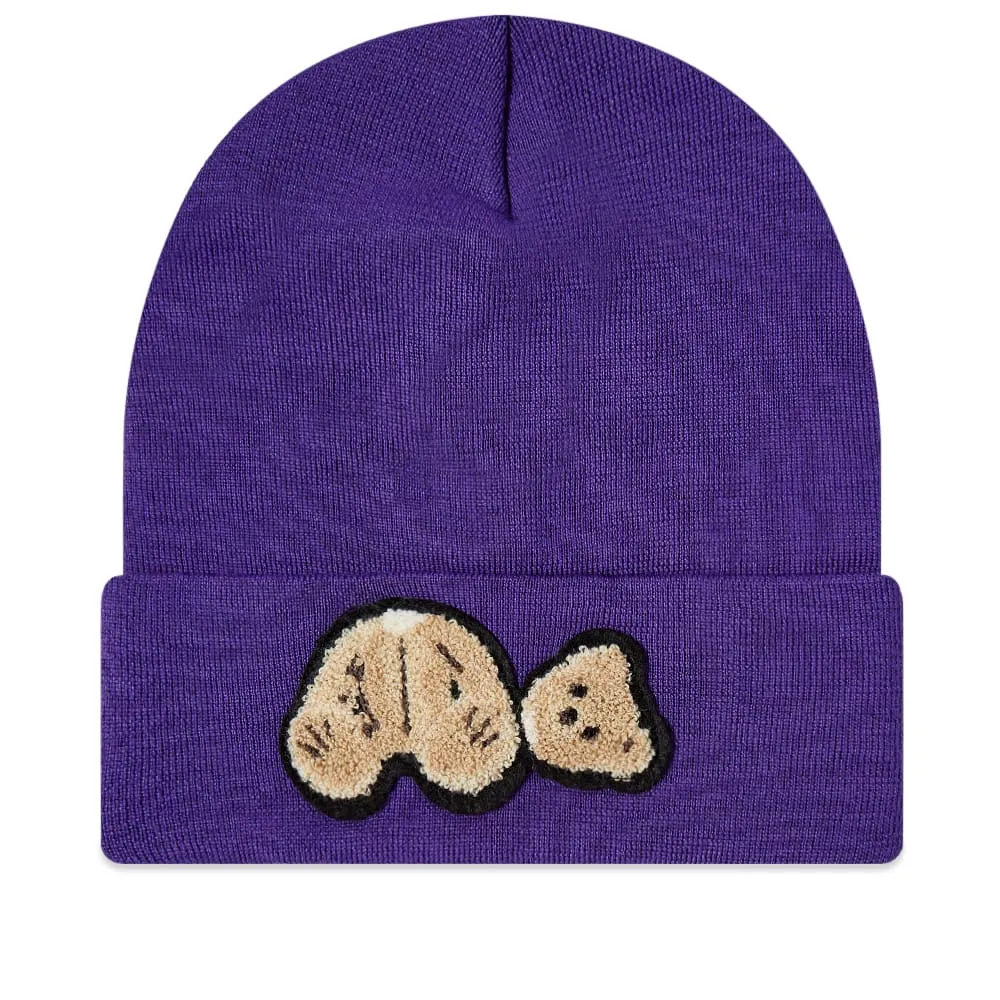 Palm Angels Bear Beanie Hat - Purple & Brown