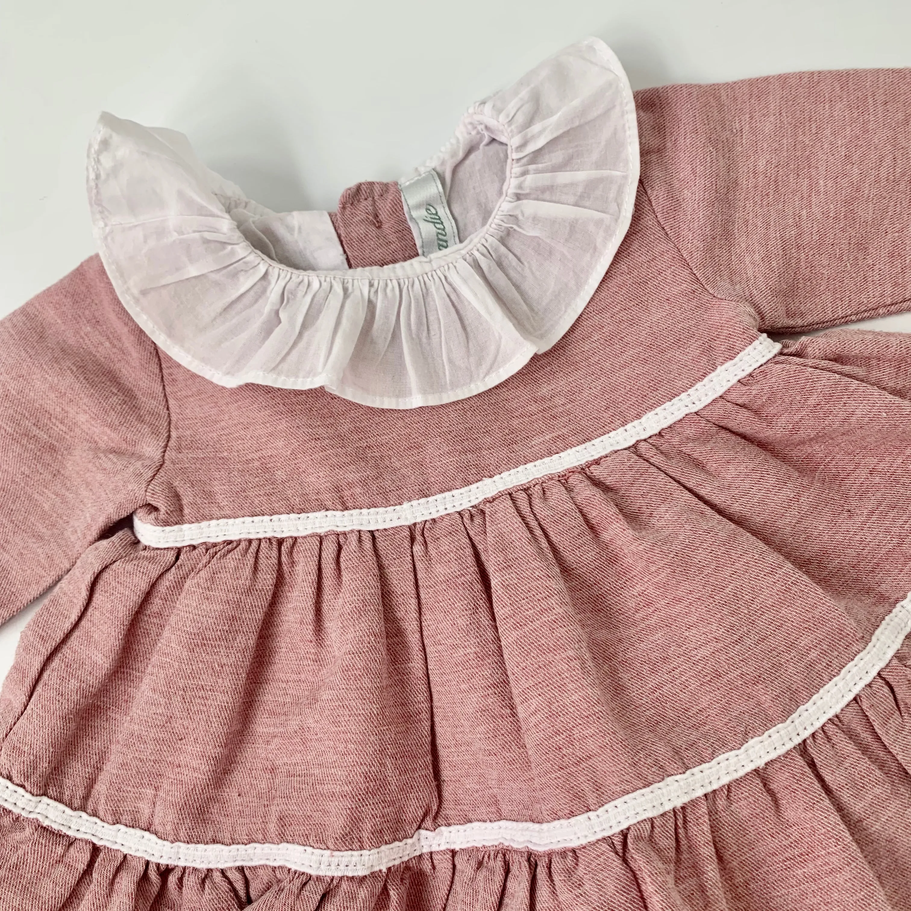 3 Months Pink Brushed Cotton Dress: Normandie