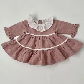 3 Months Pink Brushed Cotton Dress: Normandie