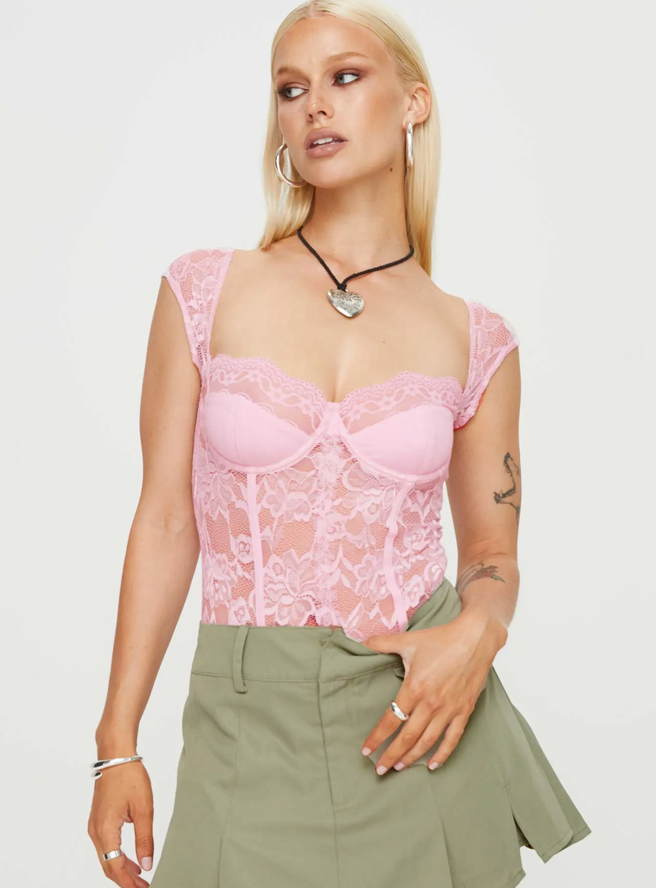 Pink Lace Bodysuit by Cadrot